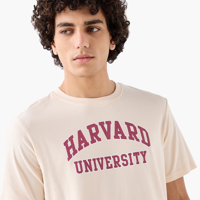 SP Characters Men Regular Fit Crew Neck Short Sleeves Harvard Print T-shirt - Image 4