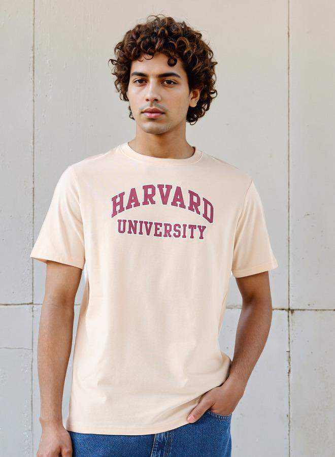 SP Characters Men Regular Fit Crew Neck Short Sleeves Harvard Print T-shirt - Image 1