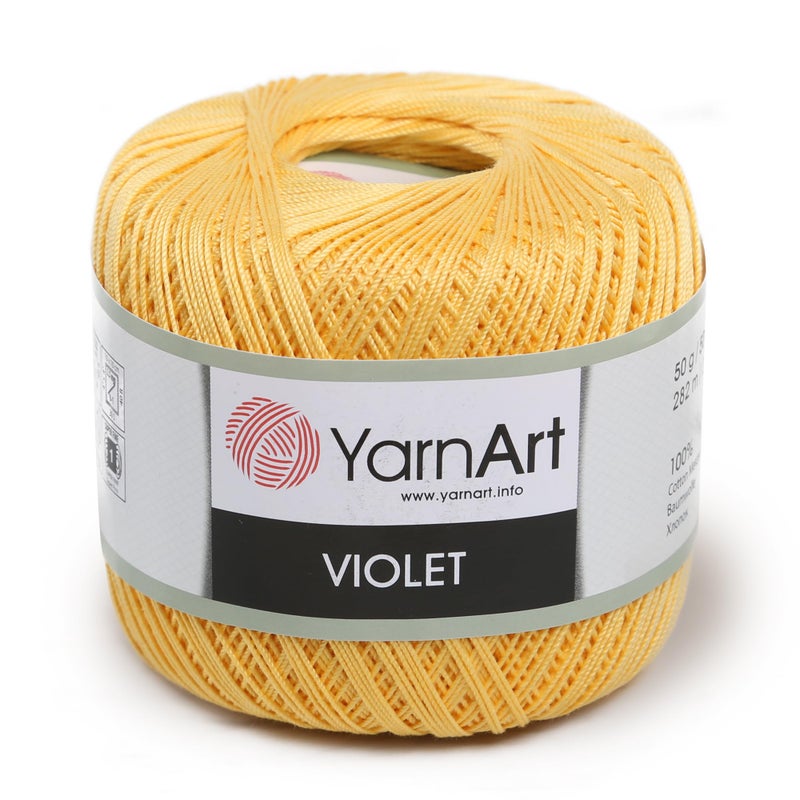 YarnArt Yarn Art 1 Skein YarnArt Violet100 Mercerized Cotton Yarn Threads Crochet Lace Hand Knitting Yarn Embroidery Arts Crafts Yellow 4653