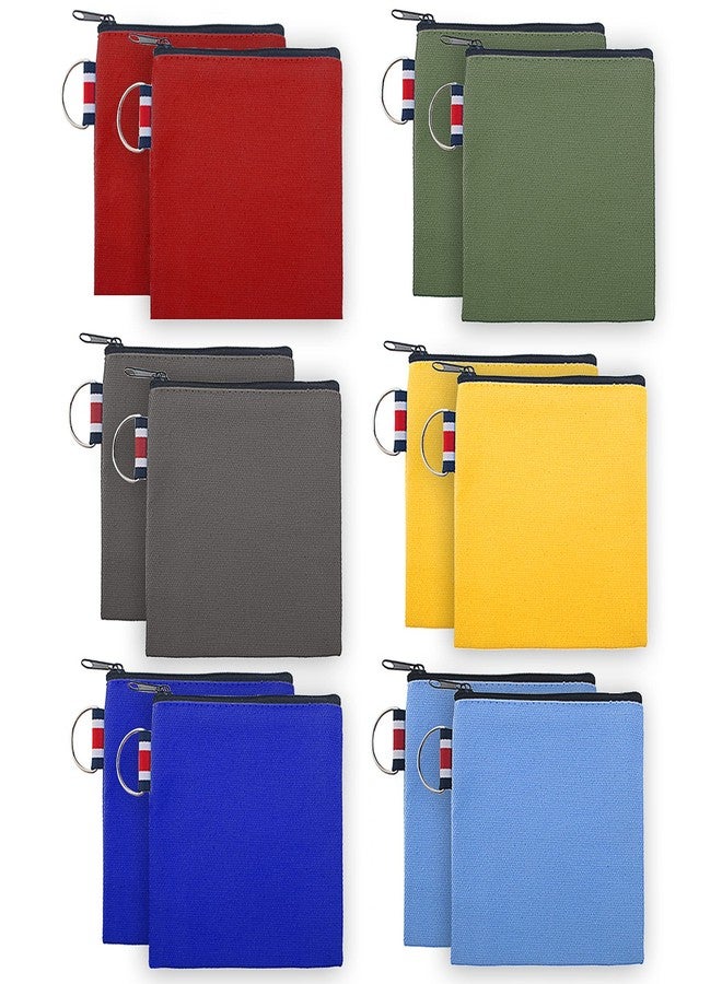 Aspire 12-Pack Canvas Coin Purses, Square DIY Small Zipper Pouches, 4-1/4 x 4-1/4 Inch (Mixed Colors) - Image 1