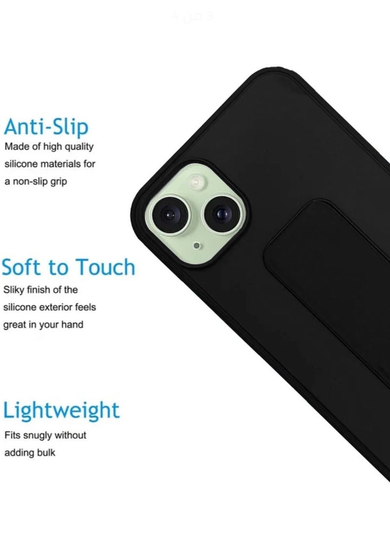 ARMOR - Case Cover For iPhone 15 Plus With Magnetic Hand Grip 3 in 1 Black - Image 1