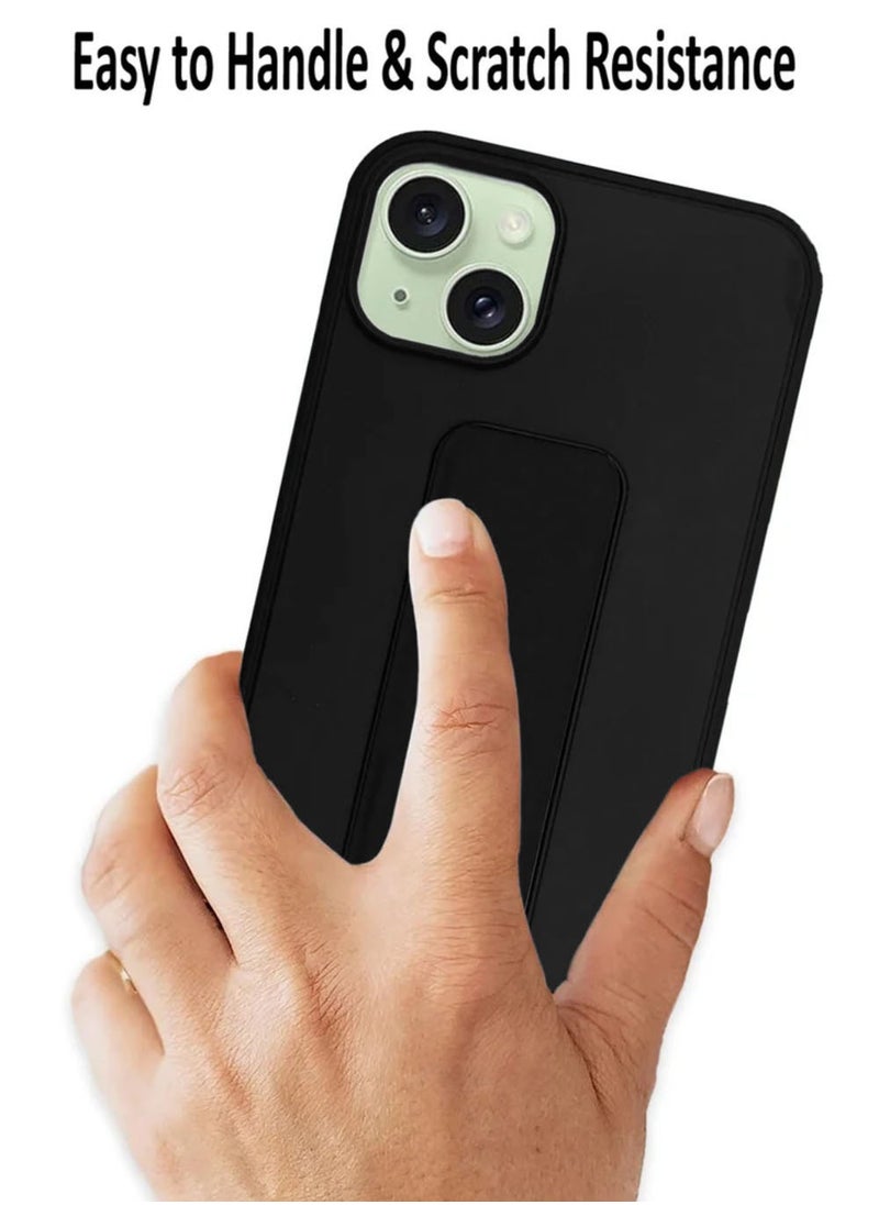 ARMOR - Case Cover For iPhone 15 Plus With Magnetic Hand Grip 3 in 1 Black - Image 1