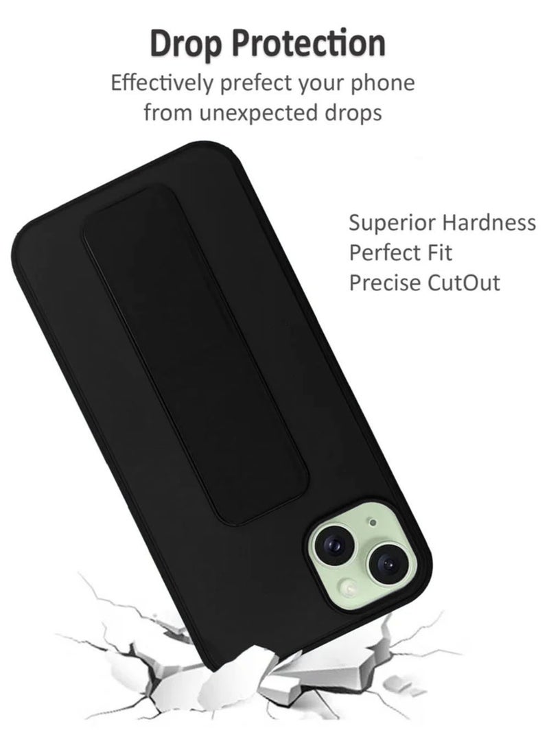 ARMOR - Case Cover For iPhone 15 Plus With Magnetic Hand Grip 3 in 1 Black - Image 1