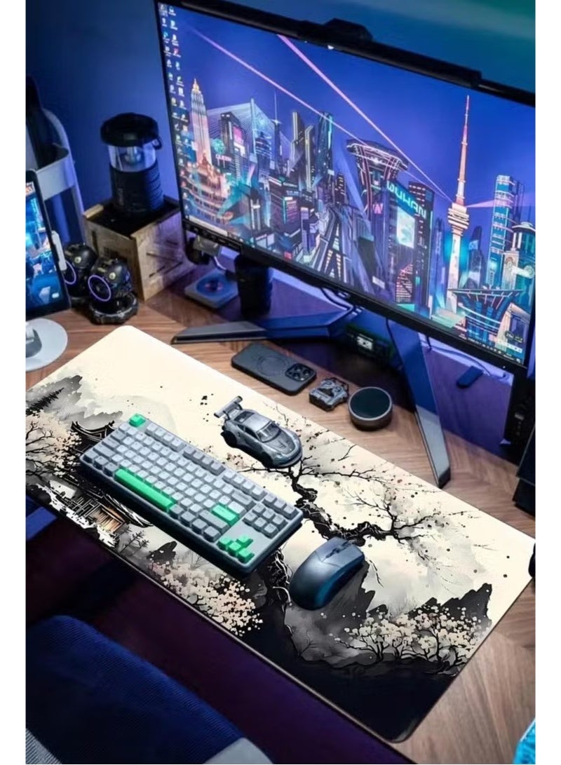 Beauenty Gaming Mouse Pad Desk Pad 900*400*3 XL Large Mouse Mat Keyboard Mat Office Desk Decor AccessoriesKeyboard Mat Office Desk Decor Accessories (Black and White Ink Painting) - Image 3