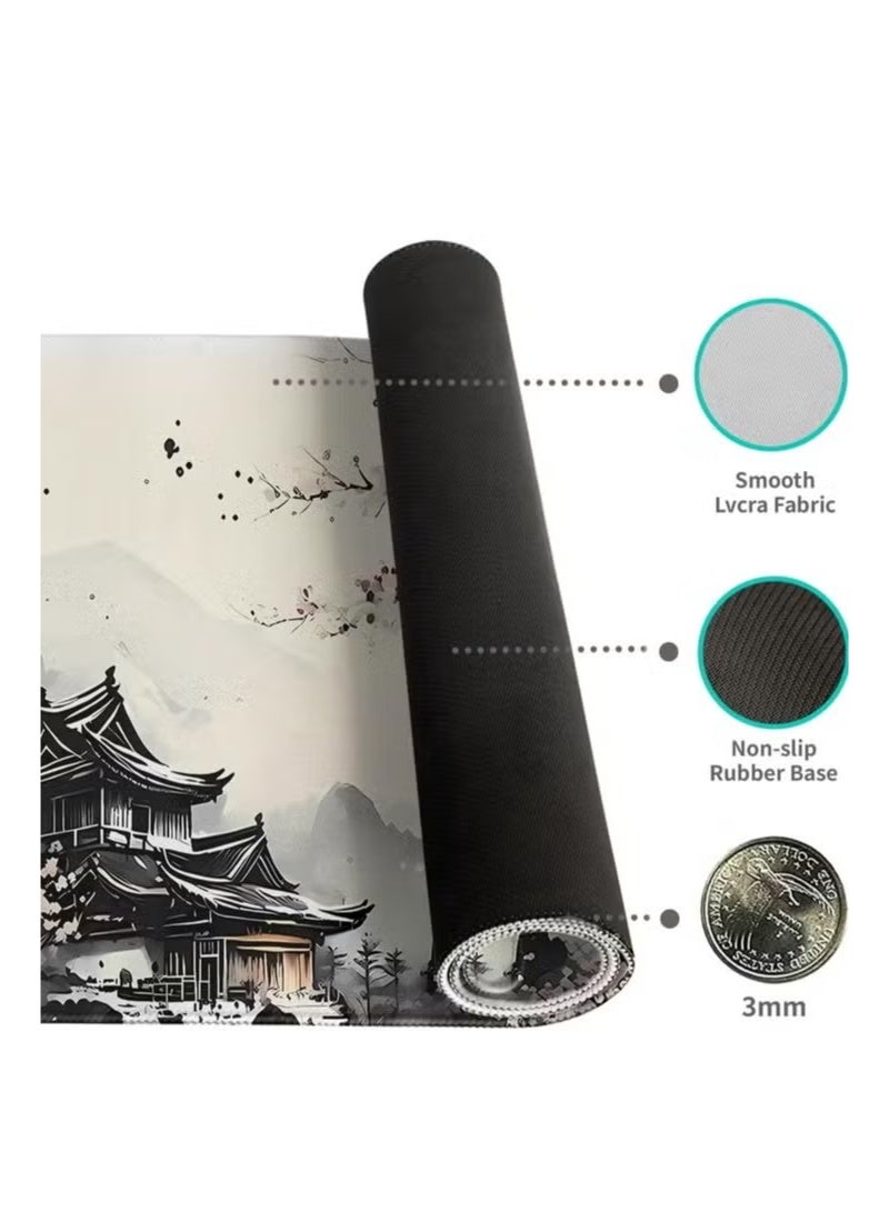 Beauenty Gaming Mouse Pad Desk Pad 900*400*3 XL Large Mouse Mat Keyboard Mat Office Desk Decor AccessoriesKeyboard Mat Office Desk Decor Accessories (Black and White Ink Painting) - Image 2