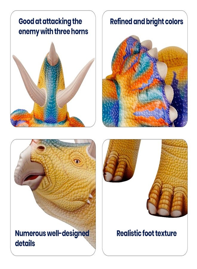 HOHQB 43"L Inflatable Dinosaur Toys Jurassic Birthday Party Supplies, Blow up Dinosaur Balloons Party Decorations for Kids Age 3-5-12 (Lifelike Triceratops) - Image 4
