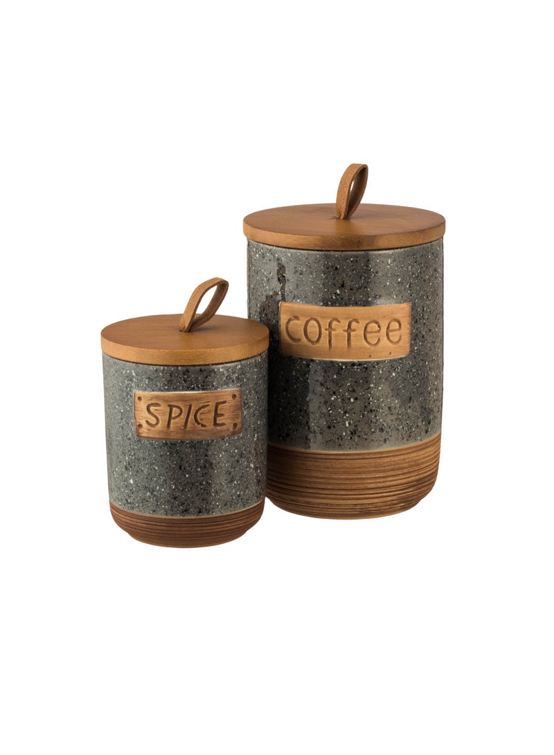 Dania Porcelain storage box set with bamboo wood with new decor to add a touch of beauty to your kitchen  - Image 4