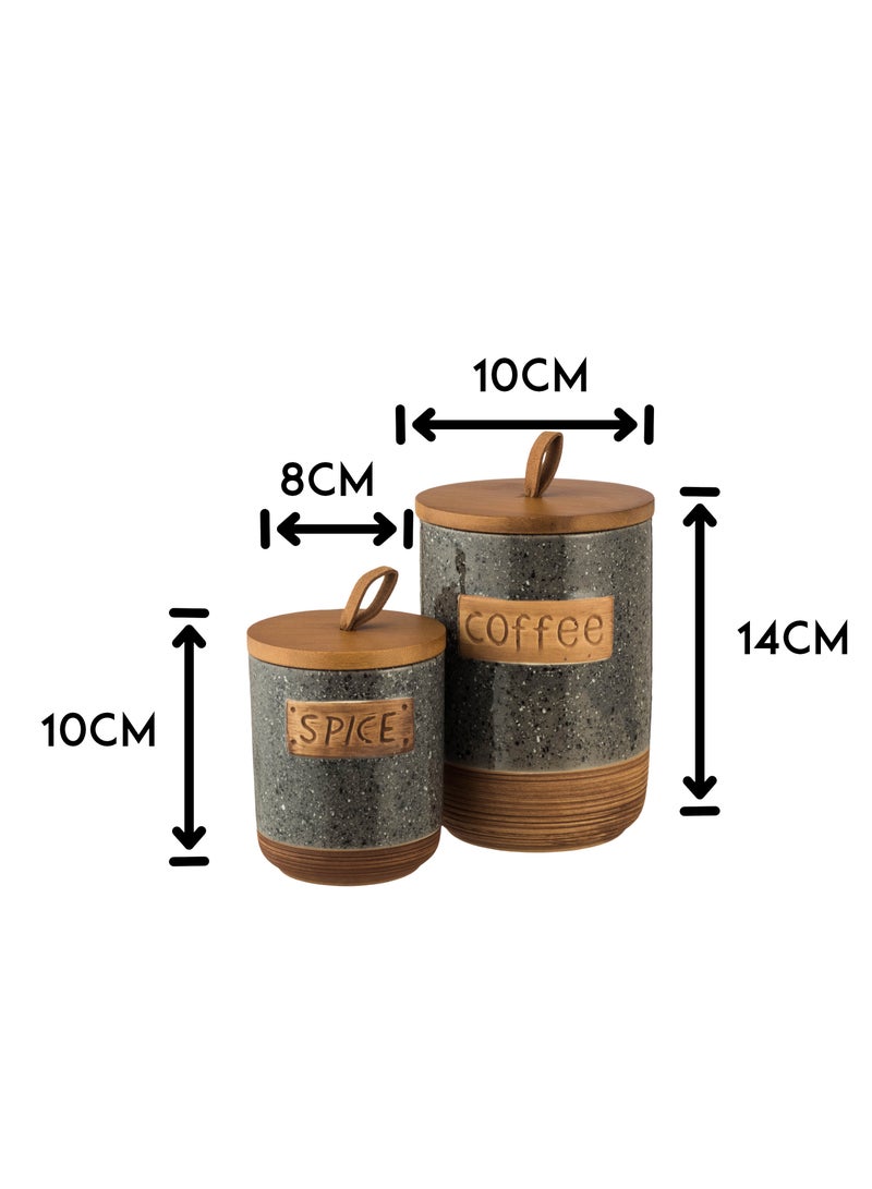 Dania Porcelain storage box set with bamboo wood with new decor to add a touch of beauty to your kitchen  - Image 5