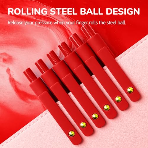 UIXJODO Red Pens, 6 Pcs Red Ink Pens Fine Point Smooth Writing Pens, 0.5mm Colored Ink Gel Pens for Journaling Note Taking, School Supplies Gifts for Women (6 Pcs Gold Red - Red Ink) - Image 3