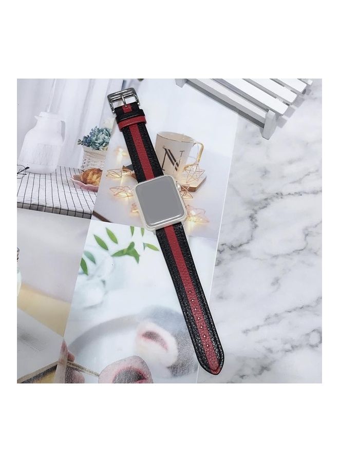 NIBEMINENT Ethnic Replacement Watchband for Apple Watch Series 1/2/3/4/5/6/7/SE 38/40/41mm Black/Red - Image 1