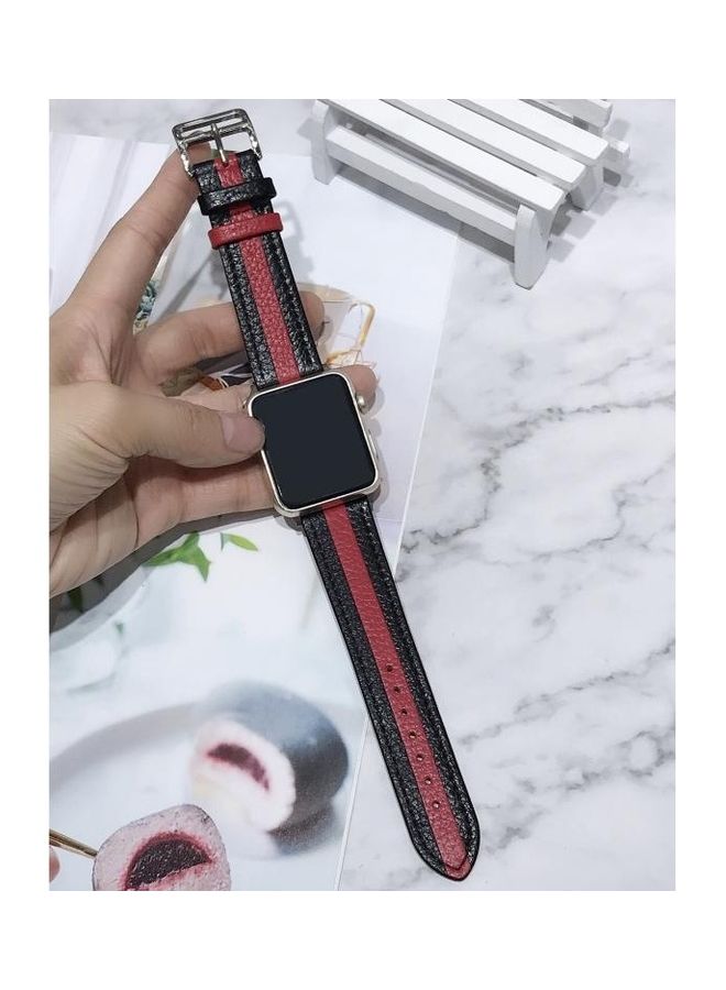 NIBEMINENT Ethnic Replacement Watchband for Apple Watch Series 1/2/3/4/5/6/7/SE 38/40/41mm Black/Red - Image 2
