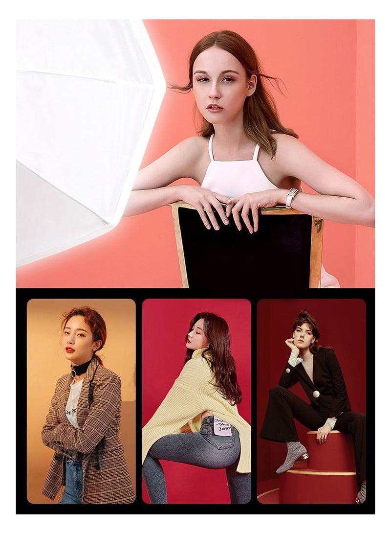 LEOKOR Photography Softbox Lighting Kit, Professional Studio Lighting Equipment with 3 Colors Bulbs Soft Boxes and Carry Bag, 70CM Octagonal Continuous Lighting System for Photography/Video Recording/Live Streaming/Portraits Shooting - Image 4