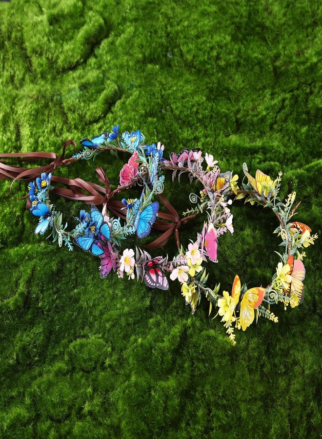 MOSTORY Handmade Black Flower Butterfly Crown - Gohic Elf Headpiece Fairy Floral Headband Dark Wreath for Women s Halloween Renaissance Cosplay Festival Witch Party - Image 4