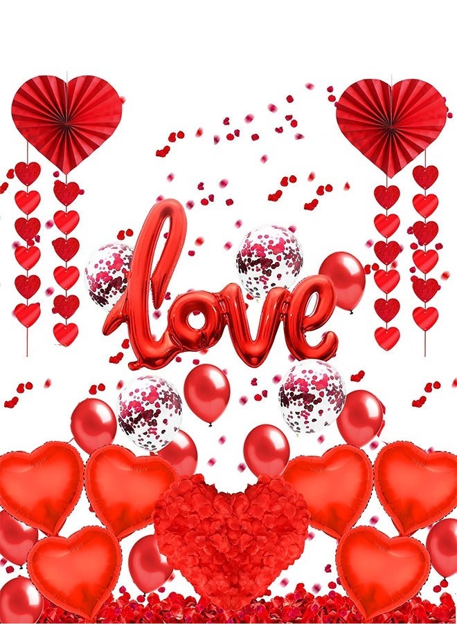 Lemon Red LOVE Balloons, Red Heart Balloons Foil, For Party Decoration, Valentines Day Balloons, Romantic Balloons - Image 1