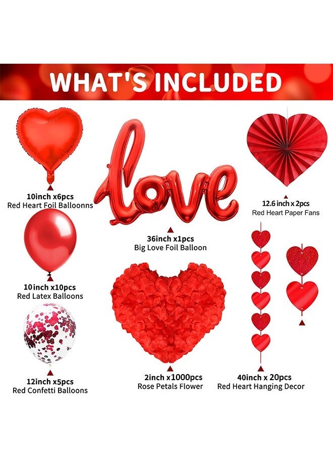 Lemon Red LOVE Balloons, Red Heart Balloons Foil, For Party Decoration, Valentines Day Balloons, Romantic Balloons - Image 2