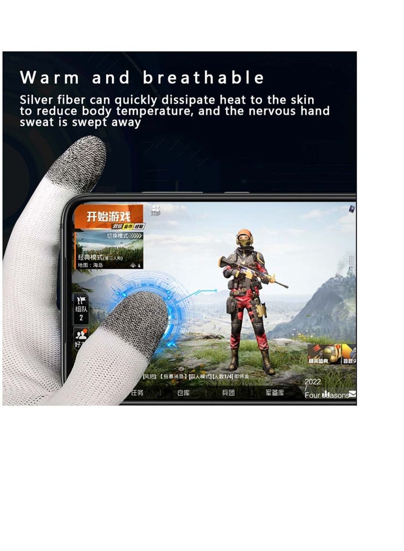 SYOSI E-Sports Gaming Gloves, Gaming Finger Sleeves, Anti-Sweat Breathable, Thumb Sleeves for Highly Sensitive Nano-Silver Fiber Material + Nylon, for Touch Screen for PUBG Mobile Phone Games Accessories - Image 2