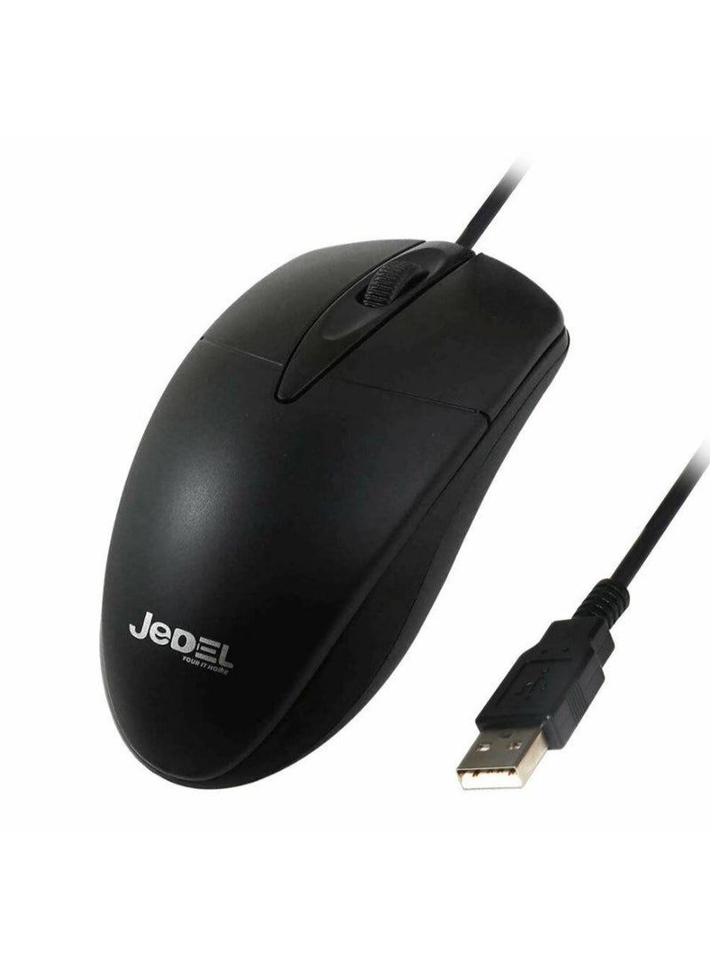 JEDEL CP72 USB Optical Mouse High Precision Ergonomic Wired Mouse Black - Image 1