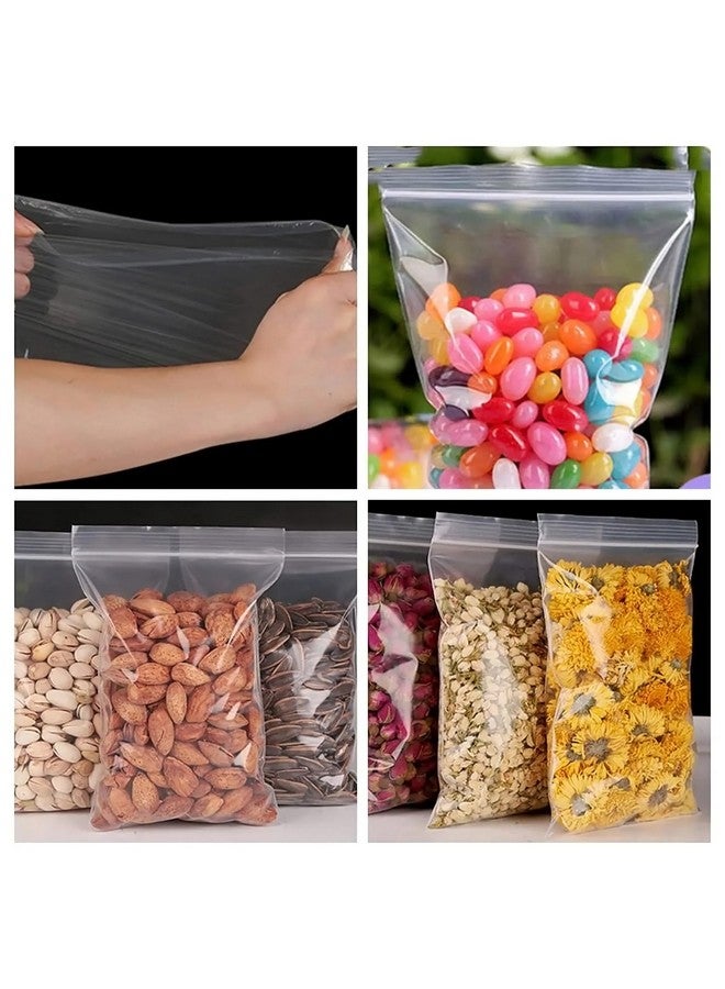 GLUN® Zip Lock Pouch Reusable Transparent Plastic Bags, Strong Zip Lock Storage Pouches and Durable Side Press Seal Pack of 100 PCS - Image 5