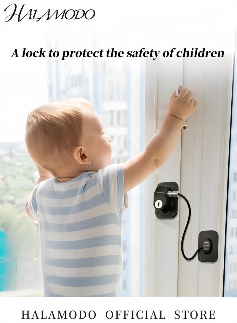 هالامودو قفل أمان لنافذة الطفل قفل النافذة لإثبات الأمان قفل الثلاجة دليل قفل الباب الصغير والثلاجة بمفاتيح لمنع سقوط الأطفال من النافذة وحماية الطفل - Image 3
