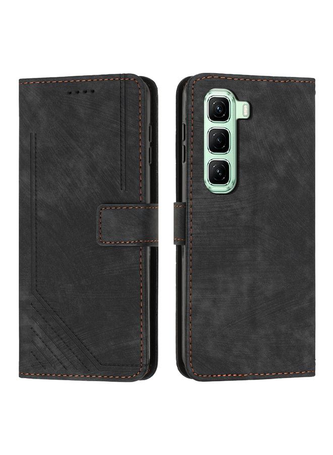 Zaboon Case For Infinix Hot 50 Pro+ 4G Skin Feel Stripe Pattern Leather Phone Case with Lanyard - Image 1
