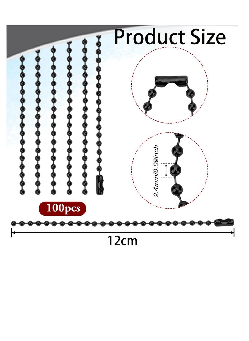 Generic Metal Ball Chain with Connector Clasp, 100 Pieces, 120mm Length, 2.4mm Diameter, Dog Tag Keychain Rings  - Image 2