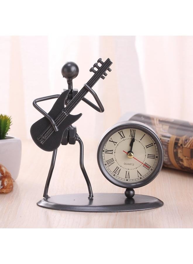 yongsheng Metal Clock Modern For Home Office Decoration,Guitar Multicolour- Elegant Table Desk Clock Classic Playing Guitar Design Analog  - Image 2