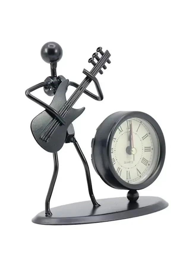 yongsheng Metal Clock Modern For Home Office Decoration,Guitar Multicolour- Elegant Table Desk Clock Classic Playing Guitar Design Analog  - Image 3