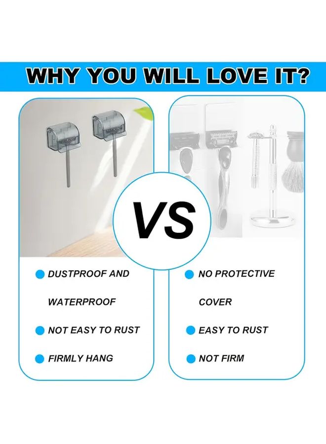 White Self-Adhesive Razor Holder With Protective Cover For Bathroom Storage Rack No Drilling Space Saving Plastic Design For Travel Shower Washbasin Cabinet - Image 3