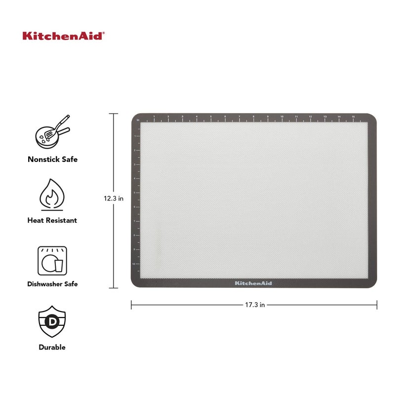 KitchenAid Silicone Large Baking Mat, 12x17-Inch, Gray - Image 2