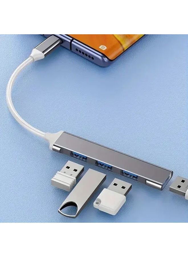 Silvery 4 Port USB C Hub With Power Delivery Fast Charging Docking Station - Image 1