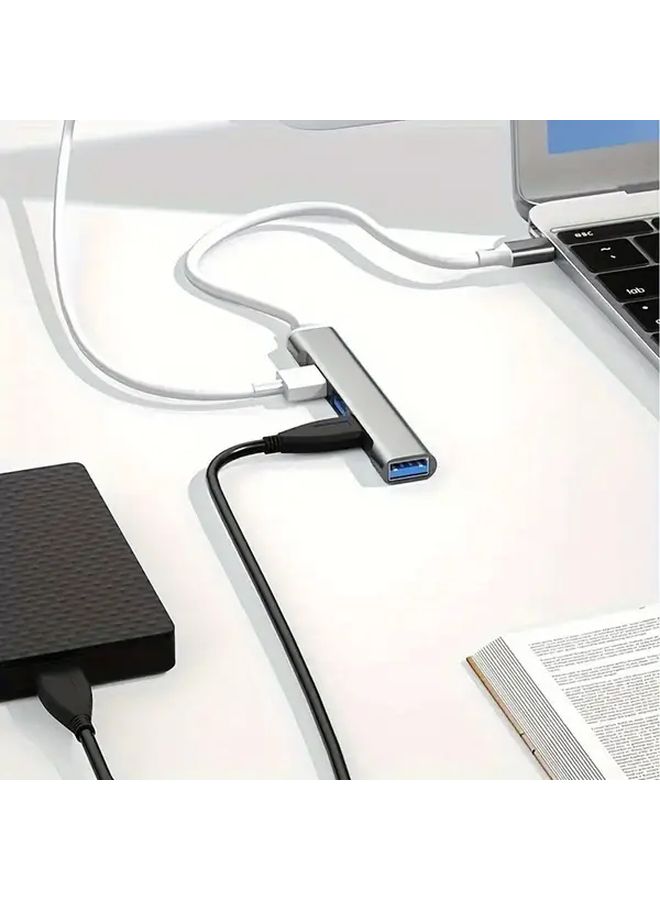 Silvery 4 Port USB C Hub With Power Delivery Fast Charging Docking Station - Image 5