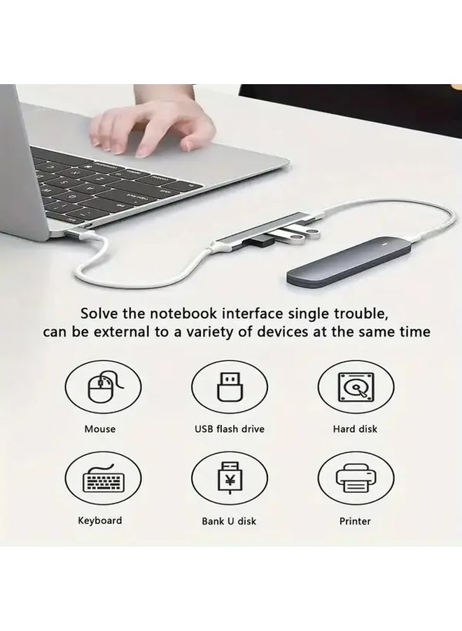 Silvery 4 Port USB C Hub With Power Delivery Fast Charging Docking Station - Image 4