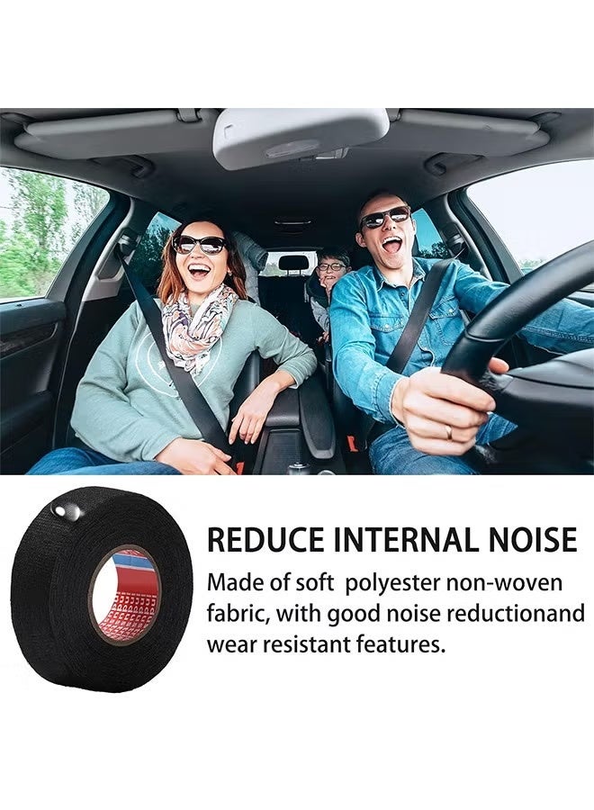 1 Inch x 39.4 ft Wire Harness Cloth Tape Wiring Harness Automotive Cloth Tape Noise Damping Heat Proof Adhesive Fabric Tape for Automotive Electrical Wrap Protection Insulation Cable Fixed (2 Rolls) - Image 3