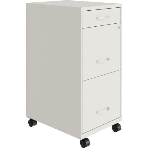 Lorell LYS SOHO BoxFileFile Mobile White File Cabinet 3 Drawer 265 x 143 x 18 in