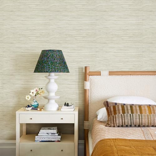 JiffDiff Grasscloth Wallpaper Peel and Stick,17.3"x472" Cream Grassweave Stick on Wallpaper Textured Self Adhesive Wallpaper Contact Paper - Image 2