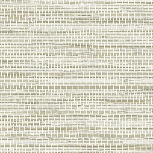 JiffDiff Grasscloth Wallpaper Peel and Stick,17.3"x472" Cream Grassweave Stick on Wallpaper Textured Self Adhesive Wallpaper Contact Paper - Image 1