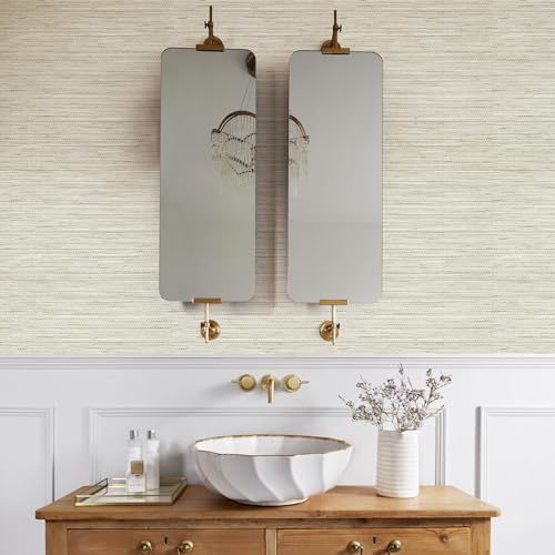 JiffDiff Grasscloth Wallpaper Peel and Stick,17.3"x472" Cream Grassweave Stick on Wallpaper Textured Self Adhesive Wallpaper Contact Paper - Image 3