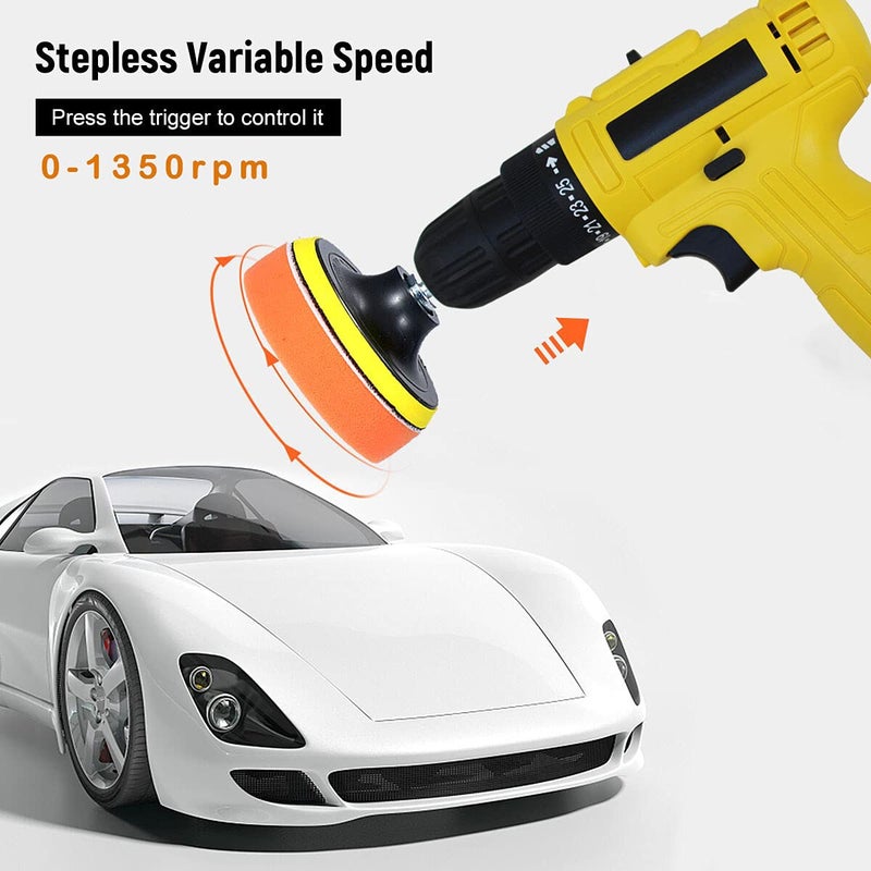 MLD 10 mm Keyless Chuck 12V Cordless Drill/Screwdriver with 4Pcs 5 Inch Sponge Pads Polishing Waxing Buffing Pads Kit For Car Polisher (Color-Multi, Material- Plastic,Size -compact) - Image 2