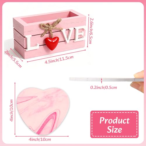 Ninivi Heart Wooden Cup Coasters Set of 6, Cute Pink Drink Coaster with Holder for Home Table Office Desk, Birthday Gift Ideas for Wife and Girlfriends, Kawaii Pink Living Room Decor for Daughter - Image 5