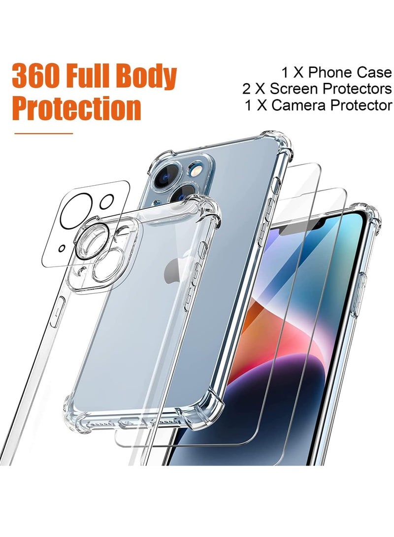 ELTRAZONE iPhone 13 Case with 2x Screen Protectors & 1x Camera Lens Protector – All-Round Bumper Protection, Shockproof & Anti-Scratch Clear Protective Cover, 6.1 Inch - Image 4