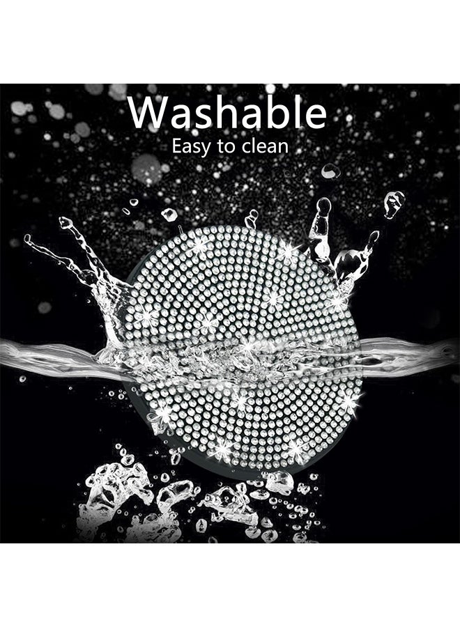 2 Pcs Universal Crystal Rhinestone Car Cup Holder Coasters, 2.75 Inch Anti-Slip Shockproof Bling Cup Mats, Decorative Automotive Interior Accessories for Women, White - Image 3