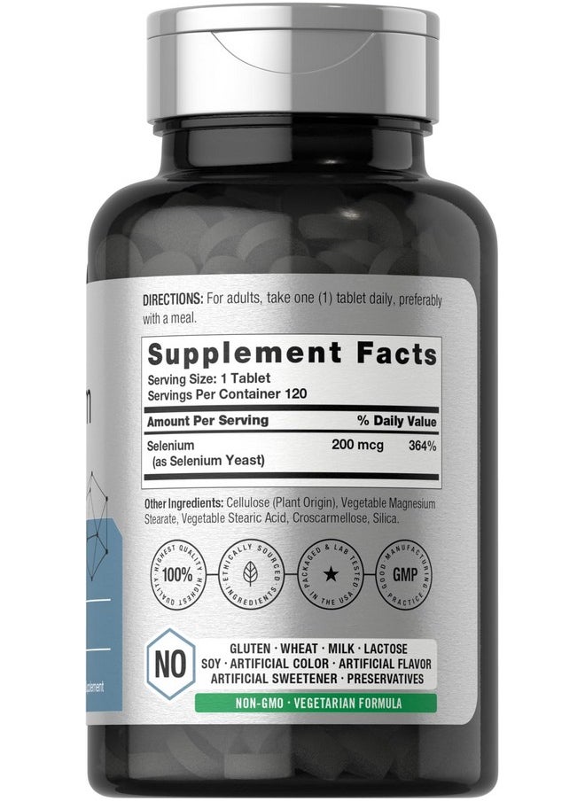 Horbaach Horbäach Selenium 200mcg Supplement | 120 Tablets | Non-GMO and Gluten Free  - Image 2