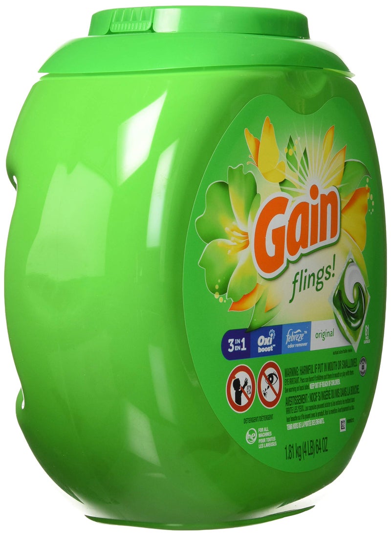 Gain flings! Laundry Detergent Soap Pods, High Efficiency (HE), Original Scent, 81 Count - Image 3