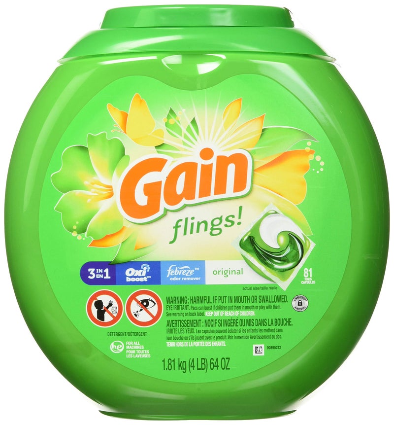Gain flings! Laundry Detergent Soap Pods, High Efficiency (HE), Original Scent, 81 Count - Image 1