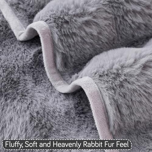 HOKIPO 'FurHug' Luxury Faux Rabbit Fur Anti Slip Sofa Cover Mat, 1 Seater, Cool Grey (AR-5010-GRY*1) - Image 2