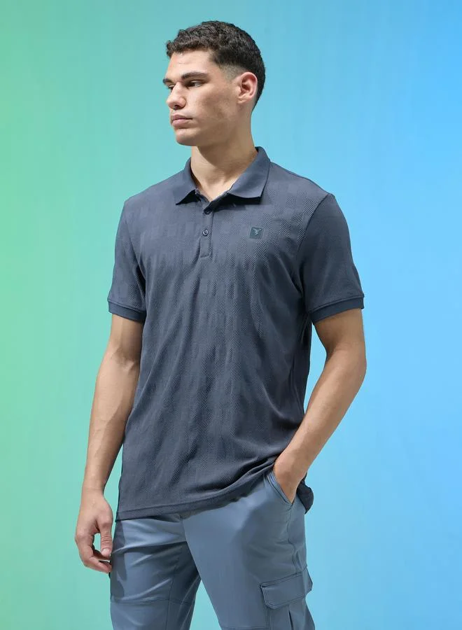 Technosport Technosport Men Jacquard Slim Fit Polo