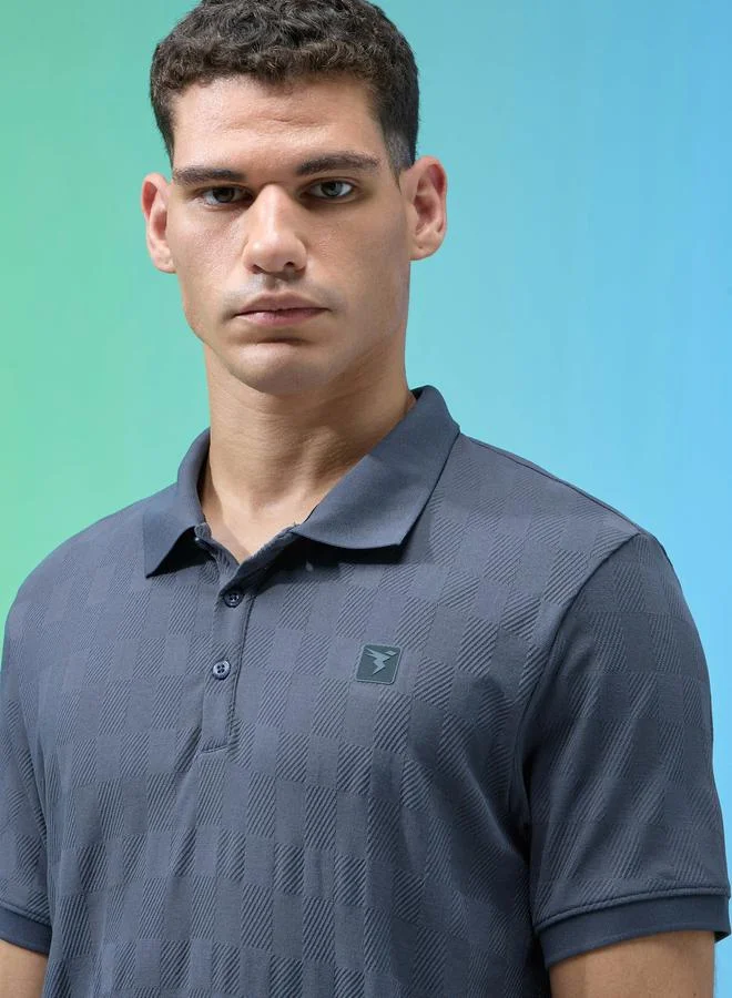 Technosport Blue Technosport Men Jacquard Slim Fit Polo for Men | Best Price UAE
