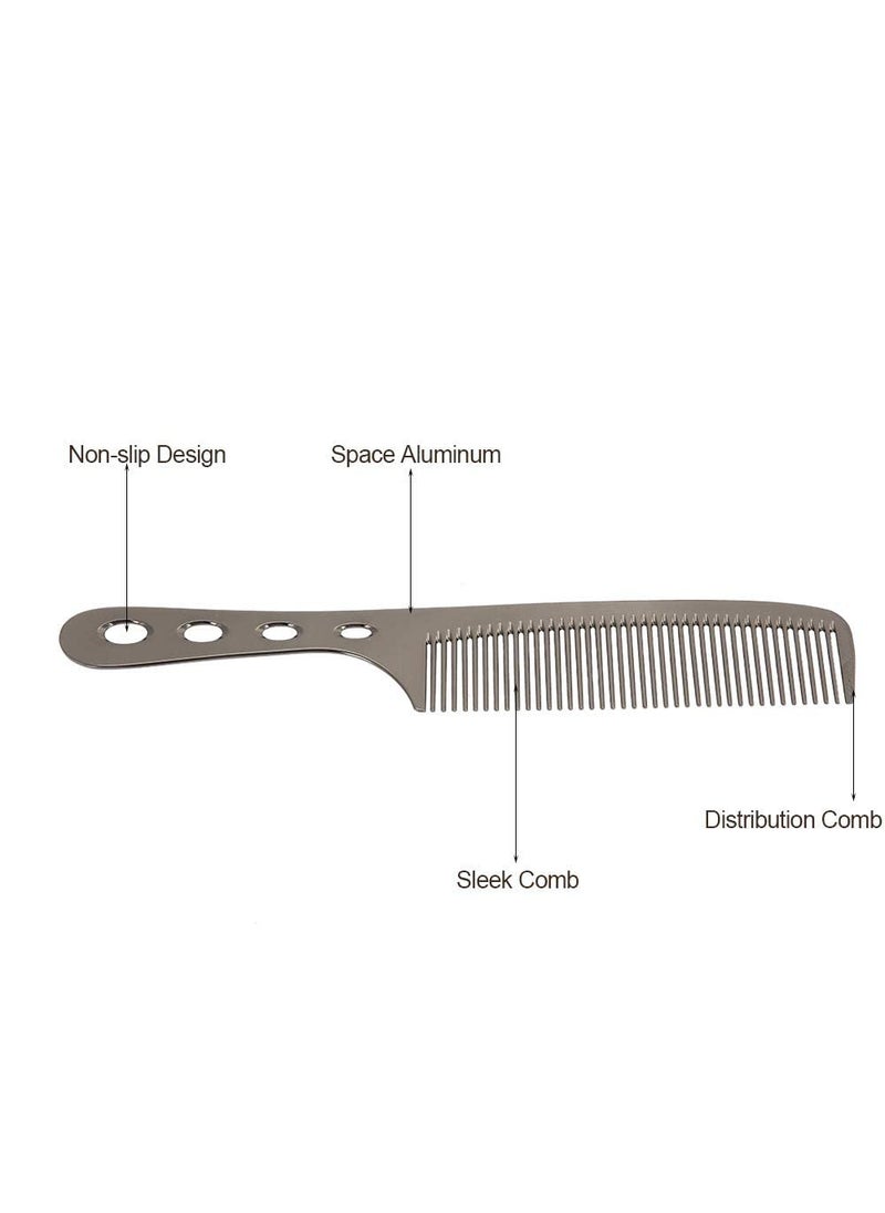 Semme Hair Massage Comb Antistatic Professional Salon Comb Space Aluminum Stainless Steel Anti static Comb Beauty ToolsBlack01  - Image 3