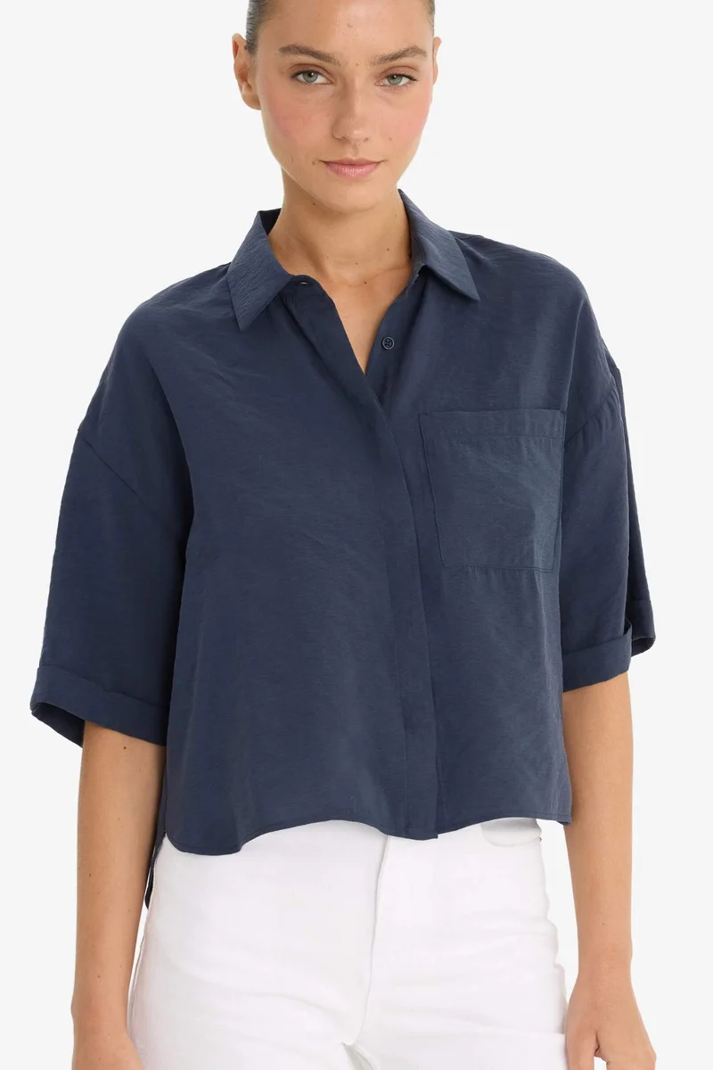 ديفاكتو Loose Fit Modal Short Sleeve Shirt