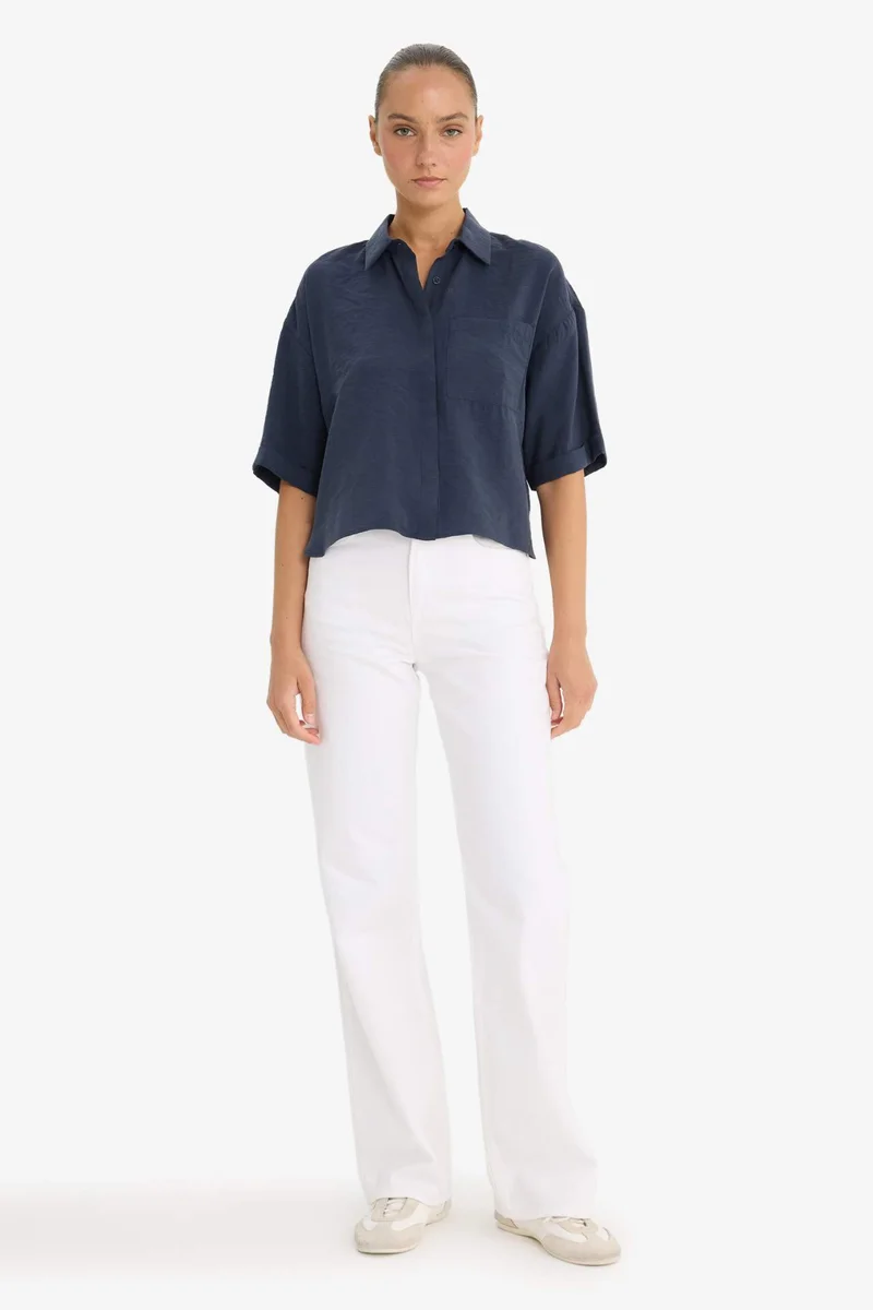 ديفاكتو Loose Fit Modal Short Sleeve Shirt
